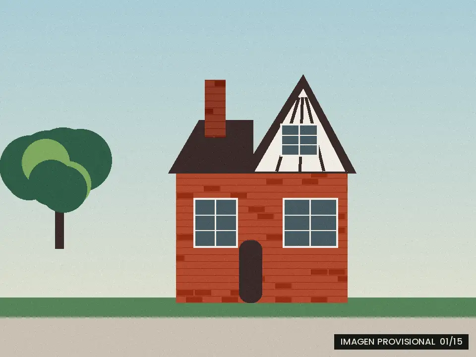 Ilustración provisional de una casa de ladrillo de estilo inglés