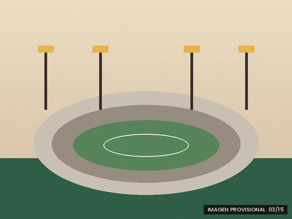 Ilustración provisional de un estadio visto desde arriba