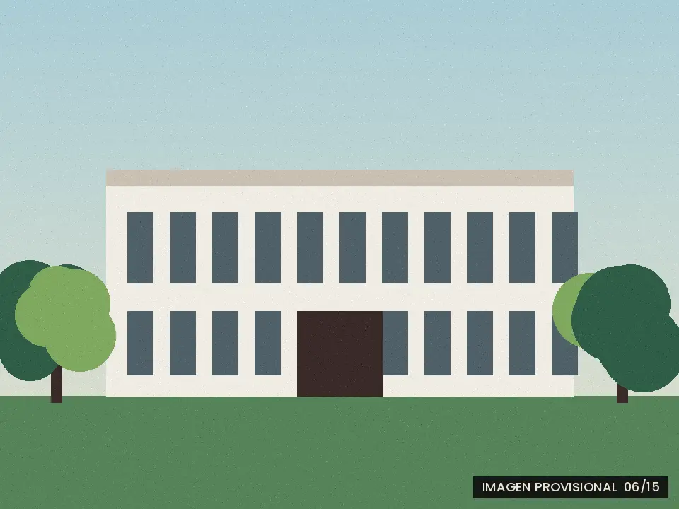 Ilustración provisional de un edificio universitario blanco